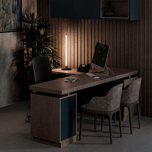 Lámpara Led Para Escritorio 10w Luz Cálida Illux Pl-5110.n30 Estructura Negro Pantalla Blanco