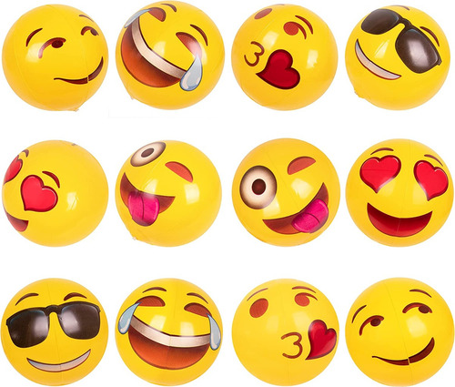 12 Pack De Pelotas De Playa Inflables Edición Emoji