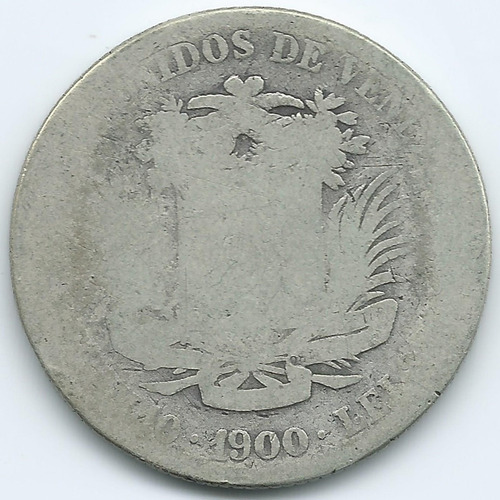 Moneda De Plata 2 Bolívares De 1900