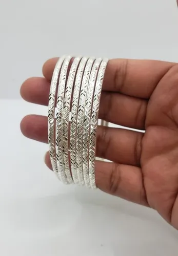 Semanario 7 Pulseras Diamantado Plata Fina .925