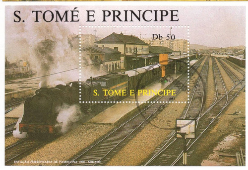 Santo Tomé Y Príncipe Hoja Filatélica Tren