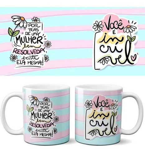 Kit Digital Artes Canecas Dia Das Mulheres Mulher Pandoca