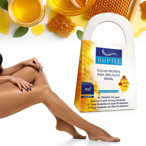 6cx Folhas Prontas Depilação Facial Mel Nupill 20 Folhas