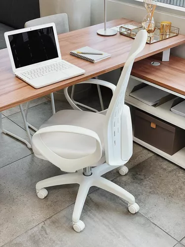 Silla de escritorio Para Tu Casa Aluminium ergonómica blanca con tapizado  de cuero sintético