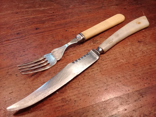 Set Cuchillo Y Tenedor Asador Antiguo