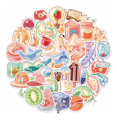 40pcs Cartoon Kawaii Beverage Stickers Aesthetic Pn2jb