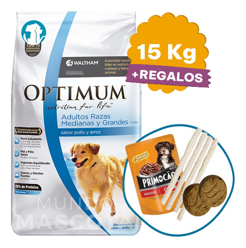 Alimento Perro Adulto Optimum Razas Medianas Y Grandes 15 Kg