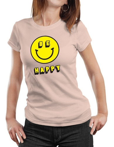  Polera Mujer Smiley Face Carita Feliz Algodónorgánico Scl12