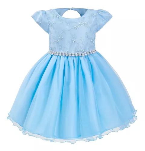 Vestido Cinderela Aniversário Azul 1 Ao 3 Luxo Princesa