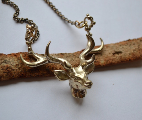 Imagen 2 de 6 de Collar De Ciervo, Animal, Joyeria De Bronce, Joya, Cod1