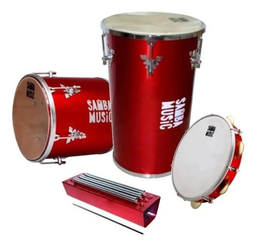 Kit Samba Music Rebolo/repique De Mao/reco-reco/pandeiro Ksm