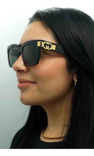 Anteojos De Sol Gucci Gg1689s Negro Sol Negro Gris Negro Negro Y Dorado