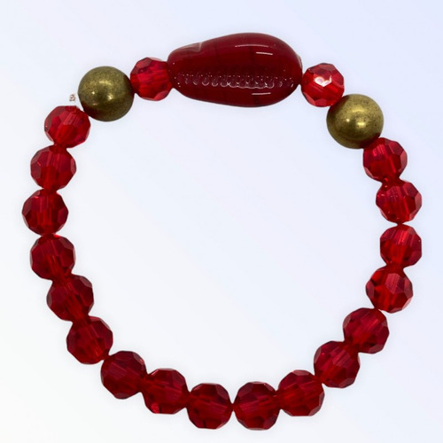 Kit Com 4 Pulseiras Iansa Vermelha Cristal E Silicone