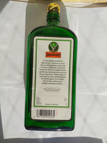 Botella Vacia Jägermeifter X 1 Litro Verde (Usado)