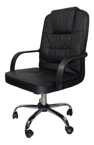 Silla Oficina Ejecutiva Negra Giratoria Base Metal Msi