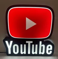 Comprar Cartel Cuadro Luminoso Youtube Logo Retro Cartel Led