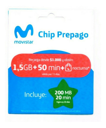 Pack Chip Movistar X100 200mb + 20 Minutos