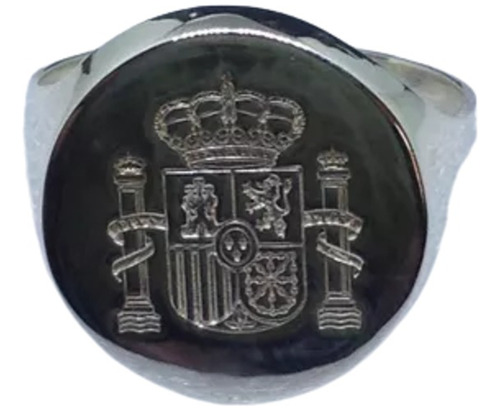 Anillo Heraldico, Escudo De España Grabado, Plata .950