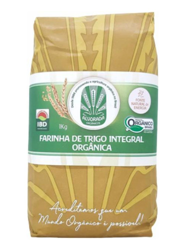 Kit 2 Farinha De Trigo Integral Orgânica Alvorada 1kg