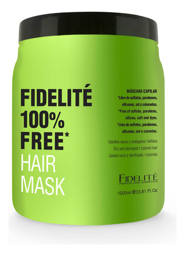 Máscara Fidelité Free antifrizz, brillo, hidratación, nutrición, de 1000mL 1000g