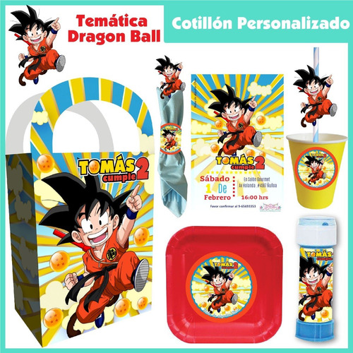 Cotillón Cumpleaños Personalizado Dragon Ball Goku Gohan