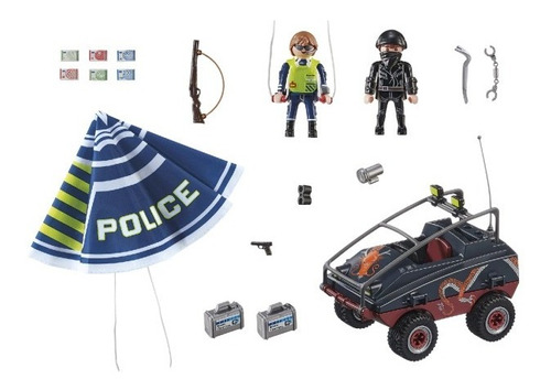 Playmobil Policia Paracaidas Vehiculo Anfibio Accesorios Org