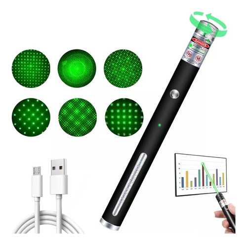 Apuntador Laser Verde 50mw Multipuntos Puntas Intercambiable