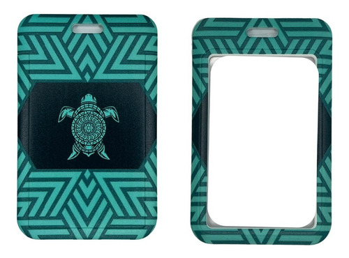 Imagen 2 de 3 de Porta Credencial Con Lanyard Tortuga Turquesa Tribal Kb318