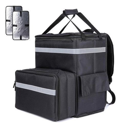 Mochila Térmica Multifuncional Delivery Backpack Repartidor Color Blanco Y Negro Diseño De La Tela Lisa