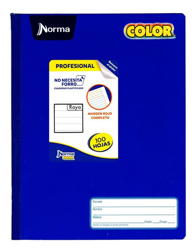 Cuaderno Profesional 100h Norma Color 360 Cosido Raya Pieza