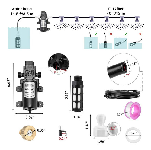 Kit Nebulizar Refrescar Ocio Niebla Jardin Bomba Agua Ext