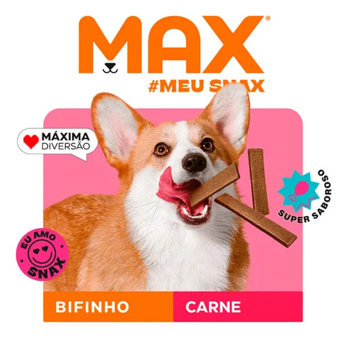 2 Max Snack Bifinho Macio Sabor Carne Para Cães 500g