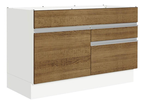 Balcão Gabinete Pia 1 Porta 2 Gaveta Madesa Br S Tampo Glamy Cor Branco/Rustic