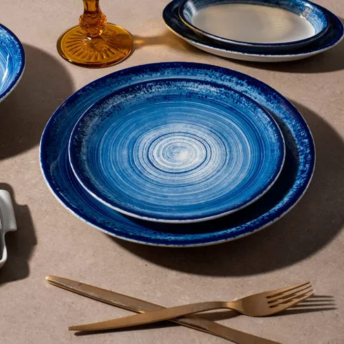 Jogo de Jantar em Porcelana 30 Peças Coleção Esfera Azul