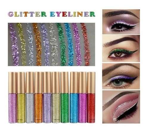10 Peças De Glitter Em Pó Eyeliner Glitter Lápis De Diamante