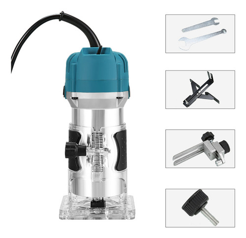 Router de inmersión QueenTrade 039476, 800 W, 110 V, 30 000 RPM, profundidad de corte de 8 mm, incluye 15 brocas y 2 escobillas de carbón, diseño compacto de 1 kg.