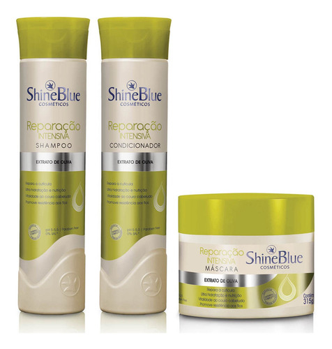 Kit Reparação Intensiva Shine Blue Sh Condicionador Máscara