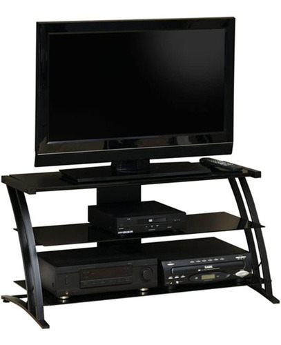 Sauder - Panel Tv Stand Black/black - Non-wood Finish