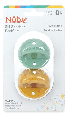 Nuby Paquete De 2 Chupetes De Silicona Con Tetina En Forma D