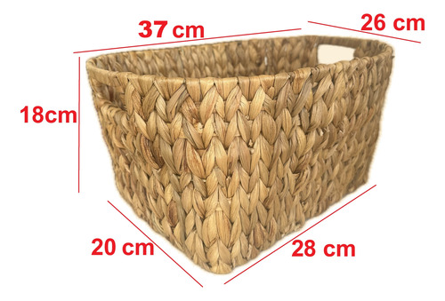 Caja Almacenadora Mimbre Jacinto Rectangular Artesanal 37 Cm
