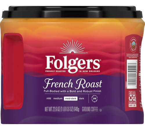 Café molido Folgers en frasco bote sin TACC  640 g