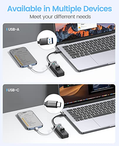 Hub Usb 3.0 De 3 Puertos Orico, Divisor Usb Con 2 Usb A, 1 T