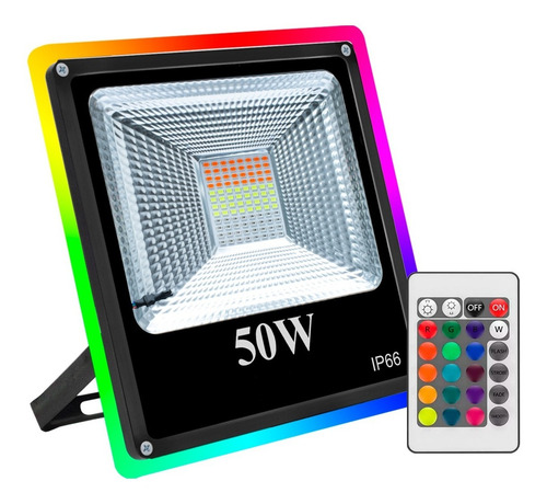 Imagen 1 de 10 de Reflector Led 50w Rgb Exterior Alta Potencia Control Ip66