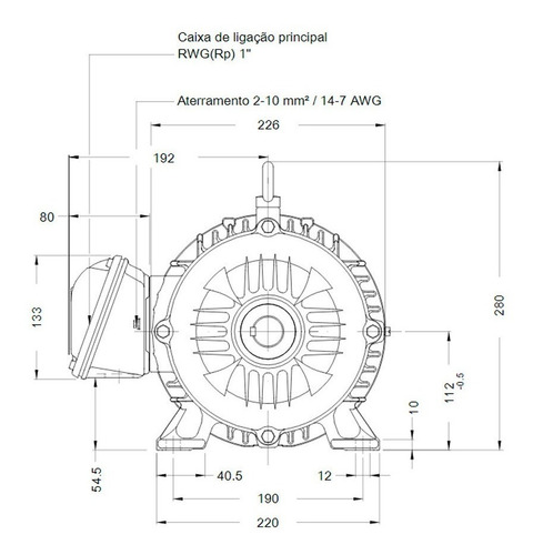 Motor Elétrico Trifásico Weg 7,5cv 220/380v 4 Polos B3d