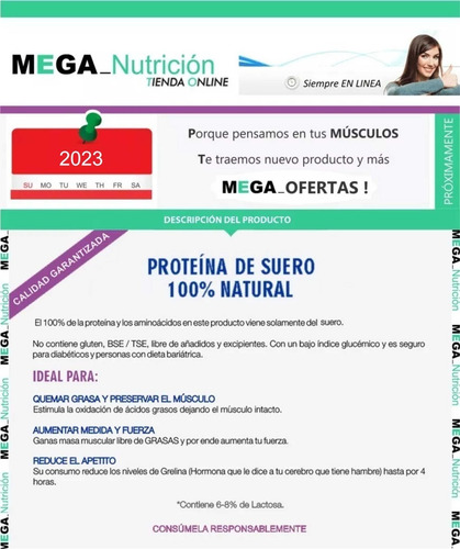 Proteína Natural 100% 1 Kilo 2.2 Libr - Kg a $56900