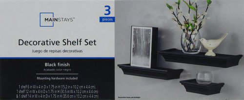 Set De 3 Repisas Decorativas Mainstays Color Negro