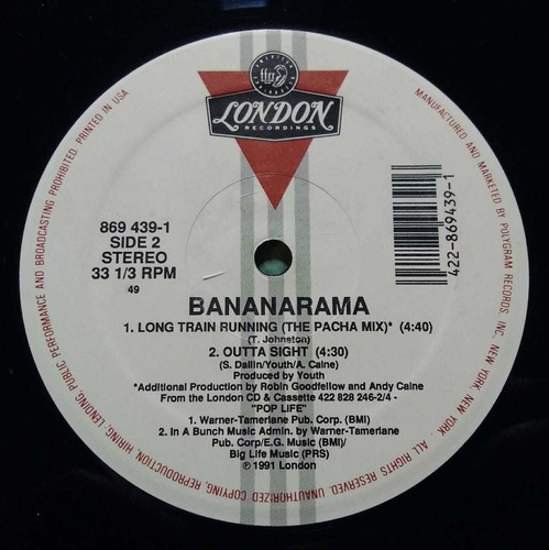 Bananarama Long Train Running Vinilo 12 Usa 1991 Gipsy Kings (Usado)