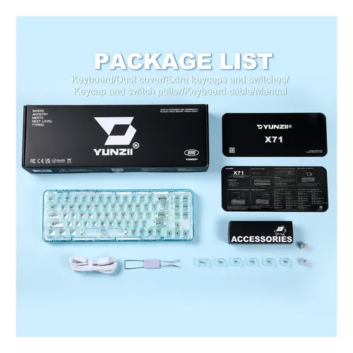 Teclado Mecanico Yunzii X71 Crystal Switch Inalambrico Rgb