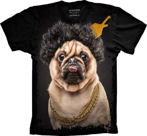 Camiseta Frete Grátis Plus Size Cachorro Pug Life Hip-hop An