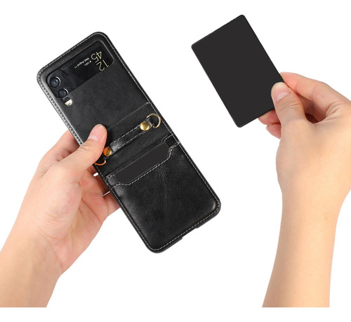 Capa De Telefone Com Porta-cartão À Preto Para Flip Four